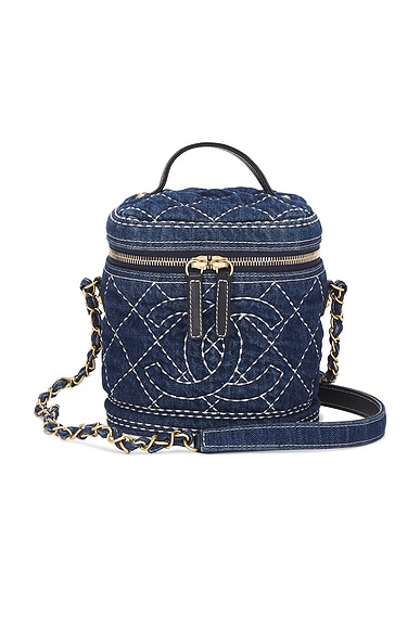 FWRD Renew Chanel Denim Trip Vanity Case in Blue