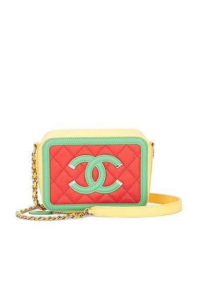 FWRD Renew Chanel Caviar Mini Filigree Vanity Case in Orange