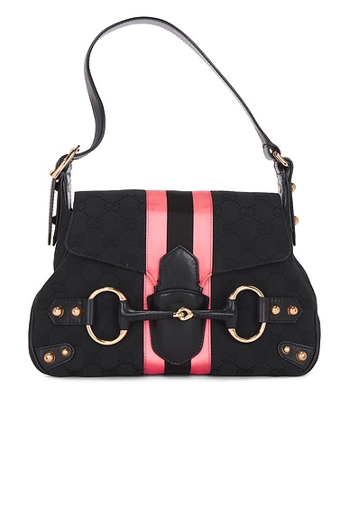 FWRD Renew Gucci Horsebit Shoulder Bag in Black