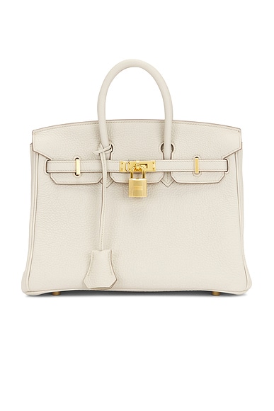 FWRD Renew Hermes Togo Birkin 25 Handbag in Gris Perle