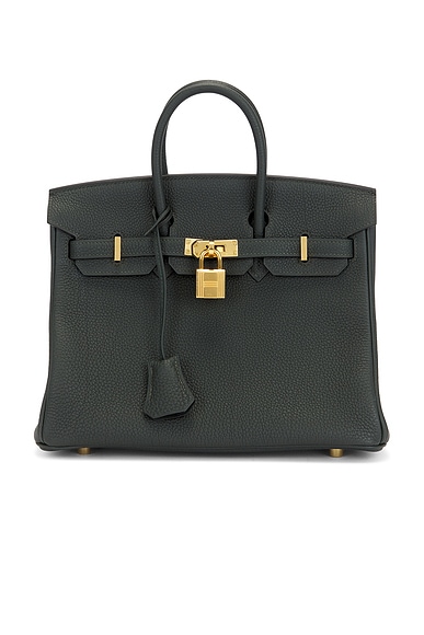 FWRD Renew Hermes Togo Birkin 25 Handbag in Vert Fonce