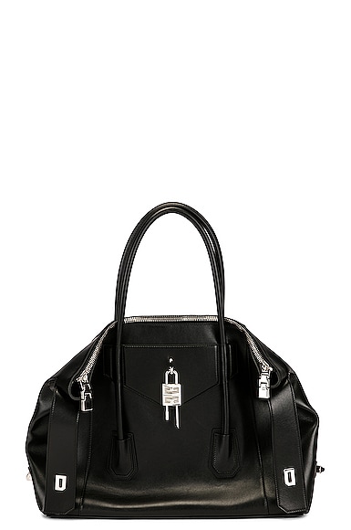 Medium Antigona Lock Soft Bag in Black