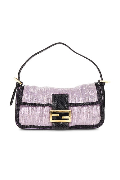 Fendi Vintage Beaded Python Baguette Shoulder Bag