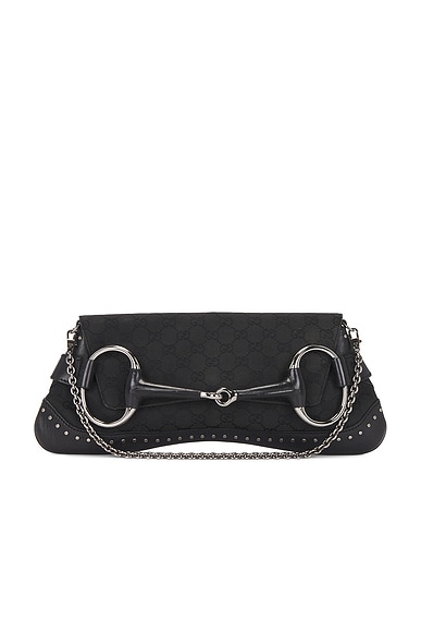FWRD Renew Gucci Horsebit Clutch in Black