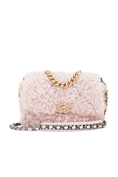 FWRD Renew Chanel Shearling 19 Flap Bag in Pink