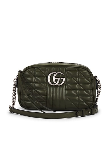 FWRD Renew Gucci Aria GG Marmont Shoulder Bag in Green