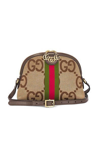 FWRD Renew Gucci Jumbo GG Ophidia Dome Shoulder Bag in Brown
