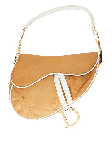 FWRD Renew Dior Saddle Bag in Beige
