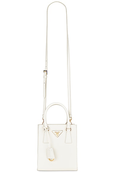 Prada Saffiano Top Handle Bag in Cream
