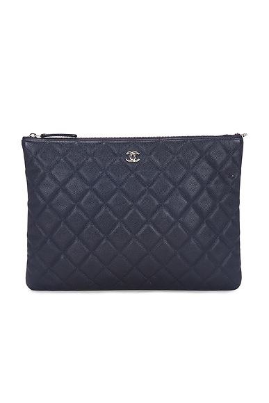 FWRD Renew Chanel Caviar Clutch in Navy