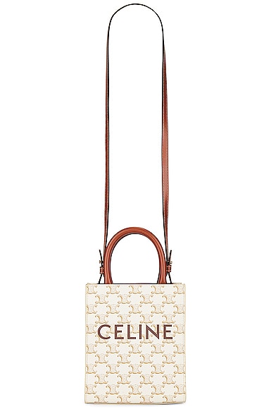 FWRD Renew Celine Triomphe Small Vertical Cabas Bag in White