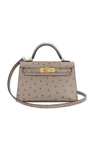 FWRD Renew Hermes Ostrich Kelly 20 Handbag in Gris