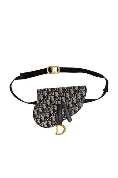 FWRD Renew Dior Oblique Saddle Belt Bag in Navy