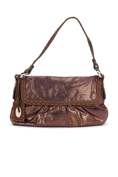 FWRD Renew Fendi Selleria Chef Shoulder Bag in Bronze | FWRD