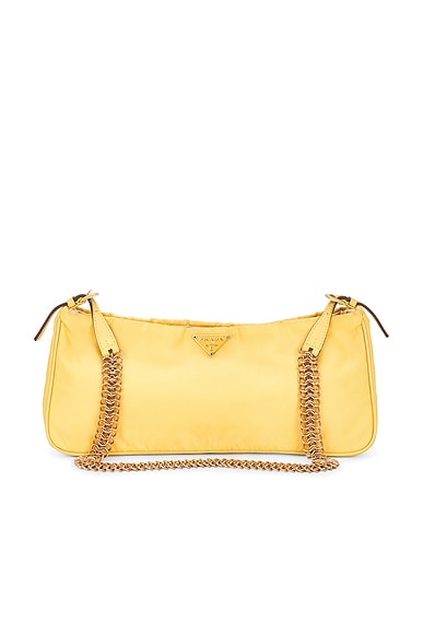FWRD Renew Prada Tessuto Bacheli Shoulder Bag in Yellow