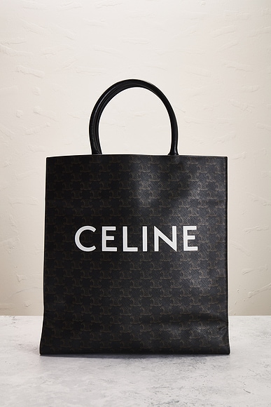 Celine Triomphe Leather Tote Bag In Black