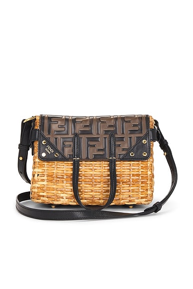 Fendi Wicker FF Mini Flip Shoulder Bag