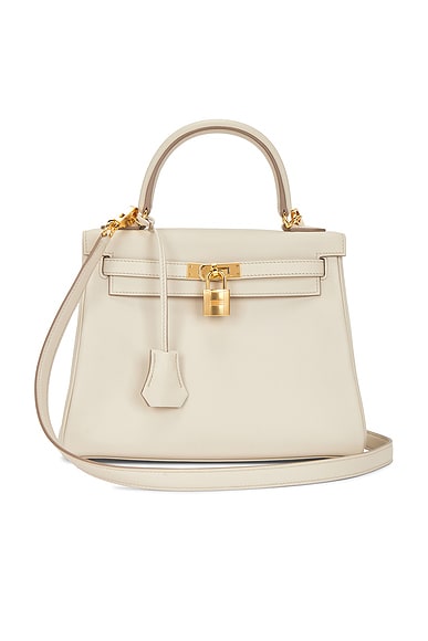 FWRD Renew Hermes Swift Kelly 25 Retourne Handbag in Craie