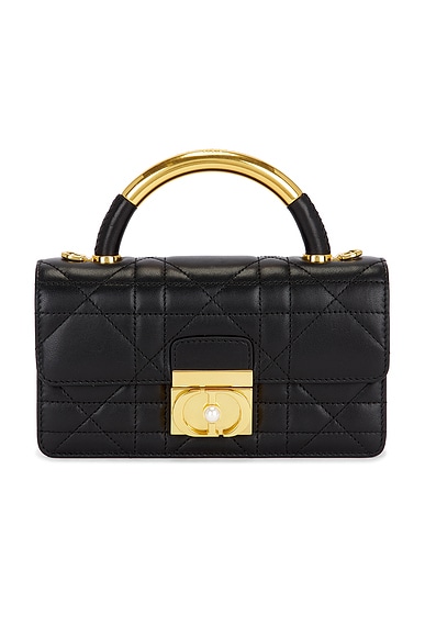 FWRD Renew Dior Macrocannage Ange Handbag in Black