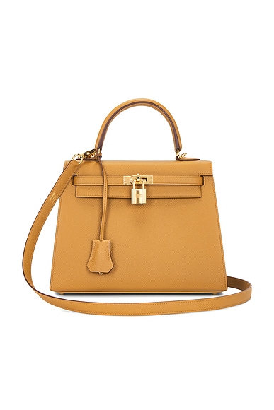 FWRD Renew Hermes Epsom Kelly 25 Handbag in Sesame