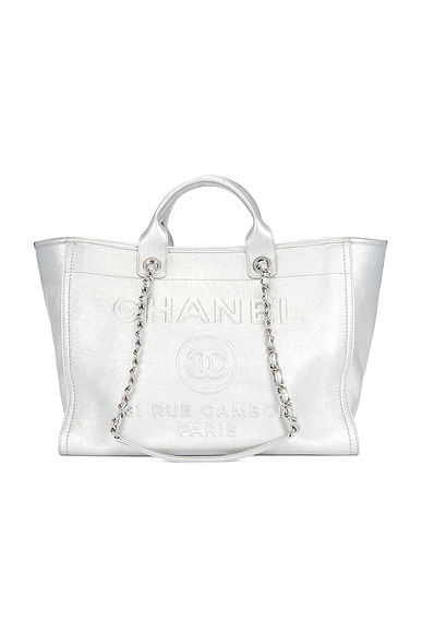 FWRD Renew Chanel Deauville MM Tote Bag in Silver