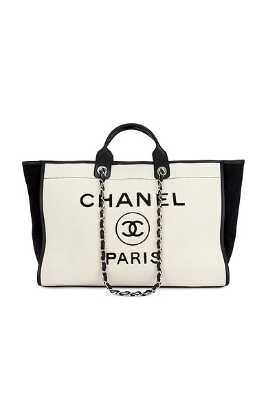FWRD Renew Chanel Deauville GM Tote Bag in White