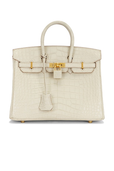 Hermes Matte Alligator Birkin 25 Handbag in Beton