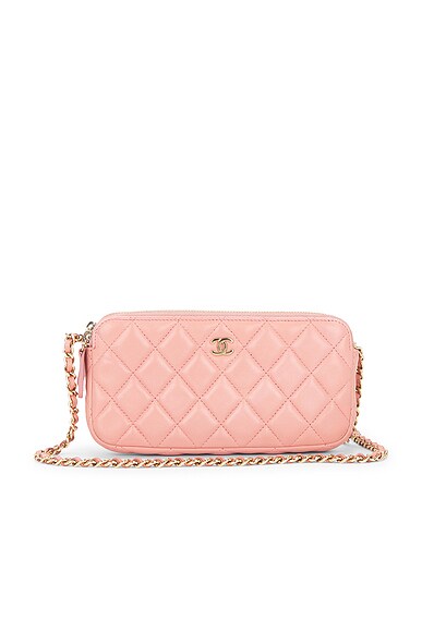 Chanel Lambskin Double Zip Clutch
