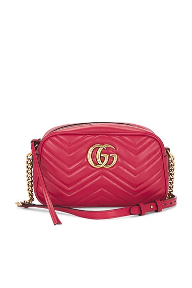 FWRD Renew Gucci GG Marmont Shoulder Bag in Hibiscus Red