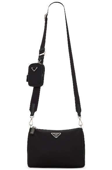 FWRD Renew Prada Nylon Tessuto Saffiano Shoulder Bag in Black