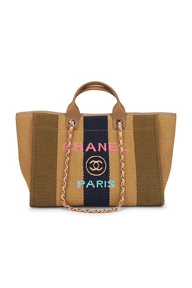 Chanel Raffia Medium Deauville Shopping Tote Bag