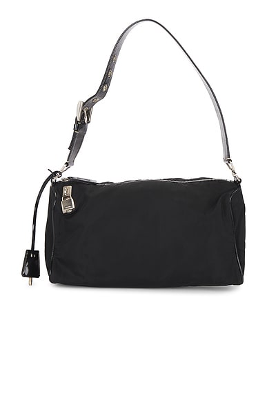 FWRD Renew Prada Tessuto Shoulder Bag in Black