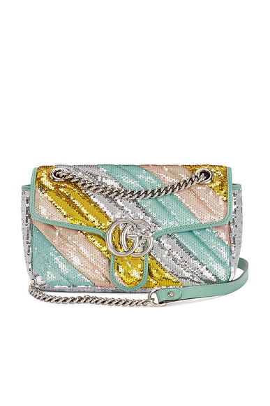FWRD Renew Gucci Sequin GG Marmont Shoulder Bag in Multi