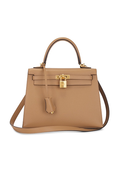 FWRD Renew Hermes Epsom Kelly 25 Sellier Handbag in Chai