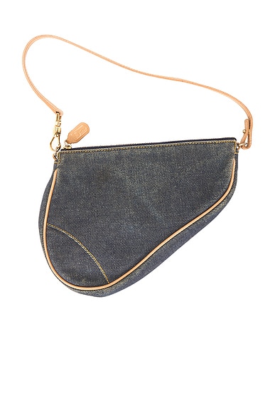 FWRD Renew Dior Denim Vintage Pochette Saddle Bag in Blue