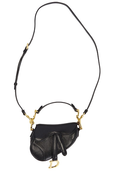 FWRD Renew Dior Mini Saddle Bag in Black