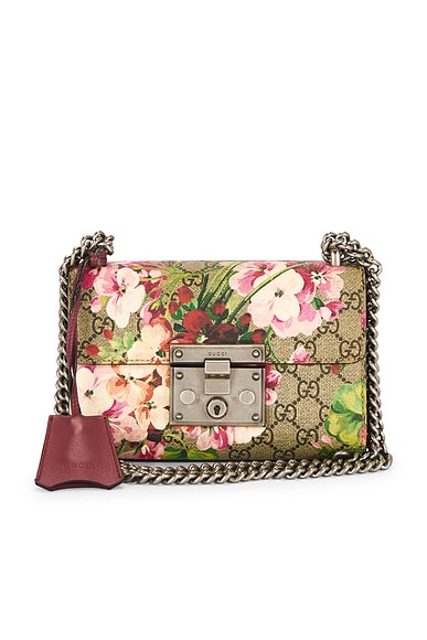 FWRD Renew Gucci GG Blooms Padlock Shoulder Bag in Beige
