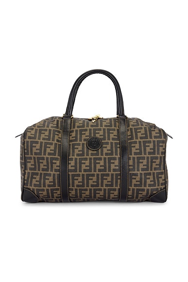 FWRD Renew Fendi Zucca Boston Bag in Brown