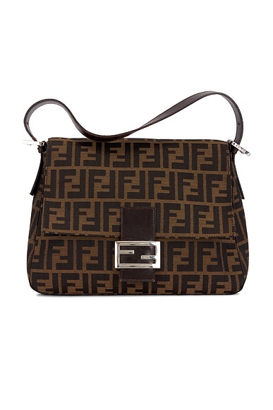 FWRD Renew Fendi Zucca Mama Baguette Shoulder Bag in Tobacco Brown