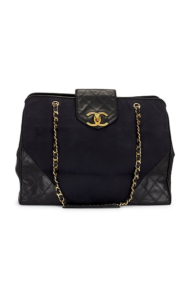 FWRD Renew Chanel Supermodel Tote Bag in Black