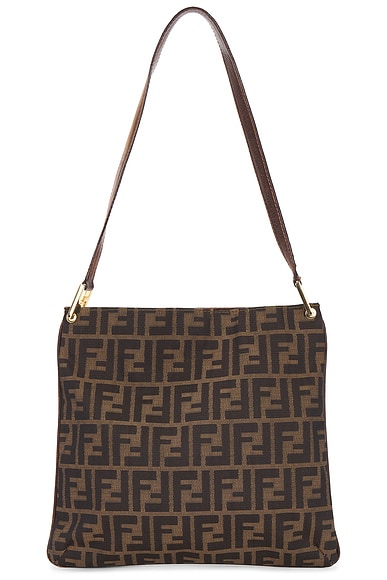 FWRD Renew Fendi Zucca Shoulder Bag in Beige