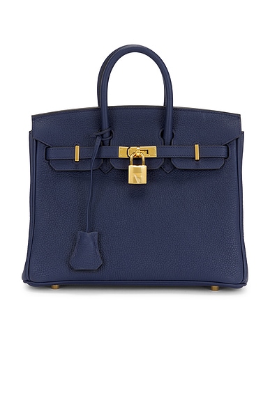 FWRD Renew Hermes Togo Birkin 25 Handbag in Bleu Navy