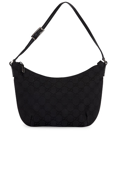 FWRD Renew Gucci Half Moon Shoulder Bag in Black