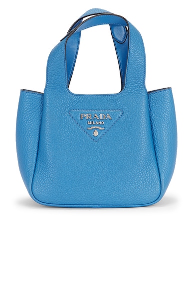 Prada Vitello Daino Logo Mini Tote Bag