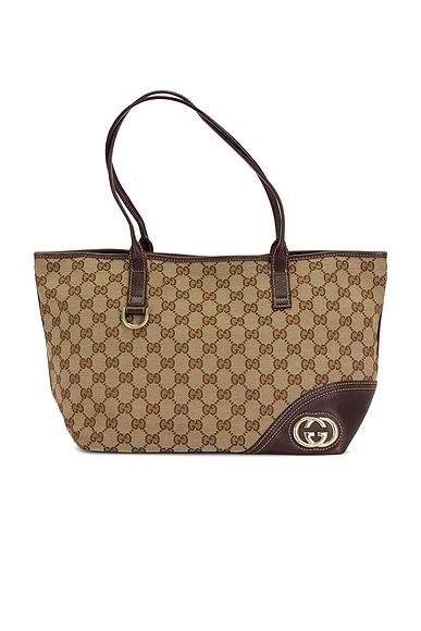 FWRD Renew Gucci New Britt Tote Bag in Beige