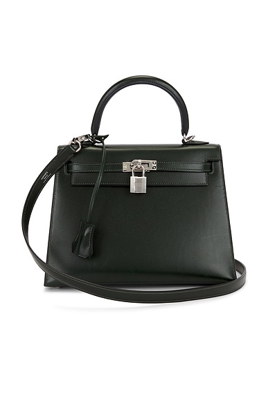 FWRD Renew Hermes Box Kelly 25 Sellier Handbag in Noir