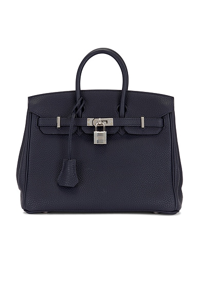 FWRD Renew Hermes Togo Birkin 25 Handbag in Bleu Encre