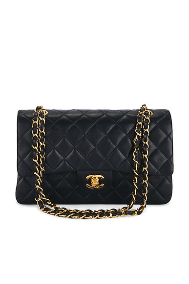 FWRD Renew Chanel Lambskin Classic Flap Bag in Navy