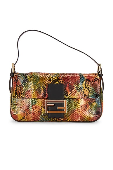 Python Fendi Baguette Bag フェンディ バゲットバッグ FWRD Renew Fendi Python Baguette Shoulder Bag in Multi | FWRD