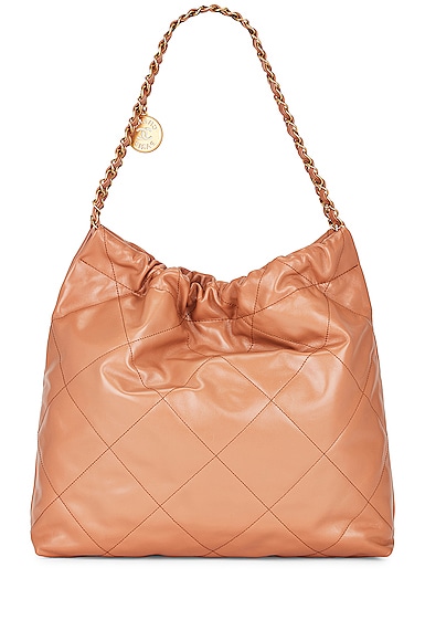 Pre-owned Chanel Quilted Shiny Calfskin 22 Bag In Caramel